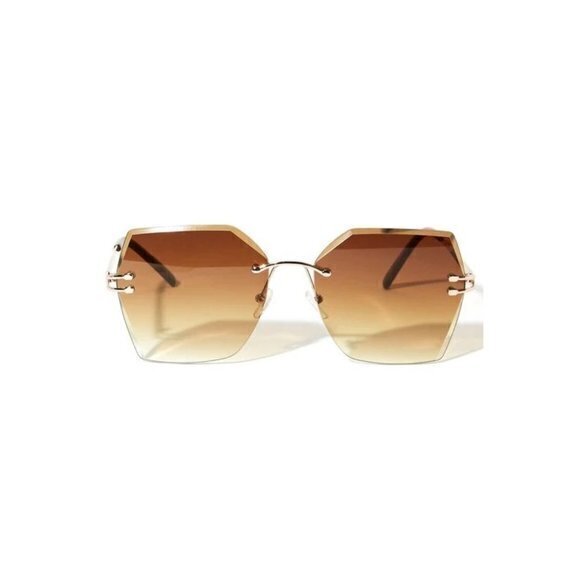 Somewhere Shady Rimless Square Frame Gold‎ Hardware Sunglasses Brown main image 4